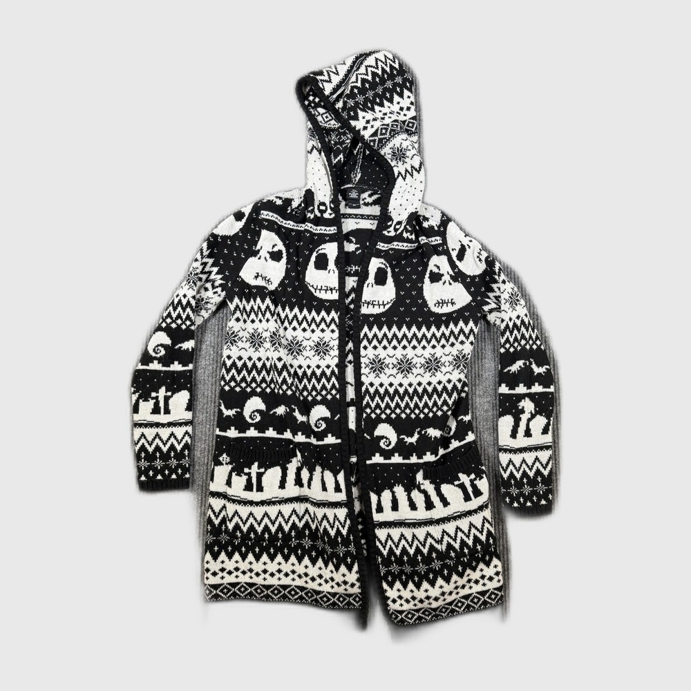 Disney Nightmare Before Christmas Jack Skellington Hooded Cardigan Sweater SM